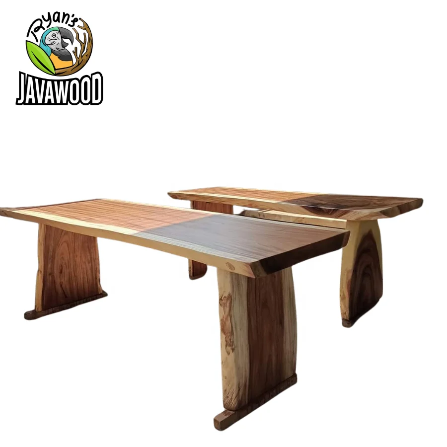 Indonesian High Quality Solid Wood Slab Dining Table Modern Style Square Shape for Art Deco Living Furniture