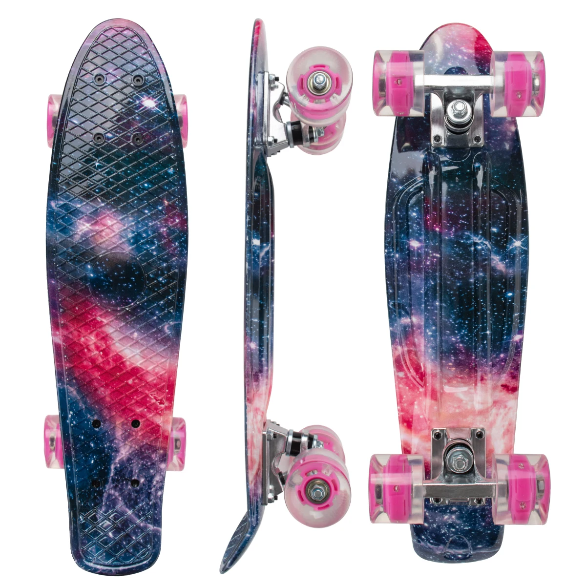 22 inch Cruiser Skateboard Plastic Skate Board Retro Graphic Galaxy Starry Floral Fade Printed Style High Quality Board
