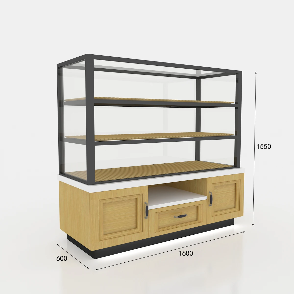 Factory customized bakery stand wooden frame bread display cakeshowcase shelves bakery rack