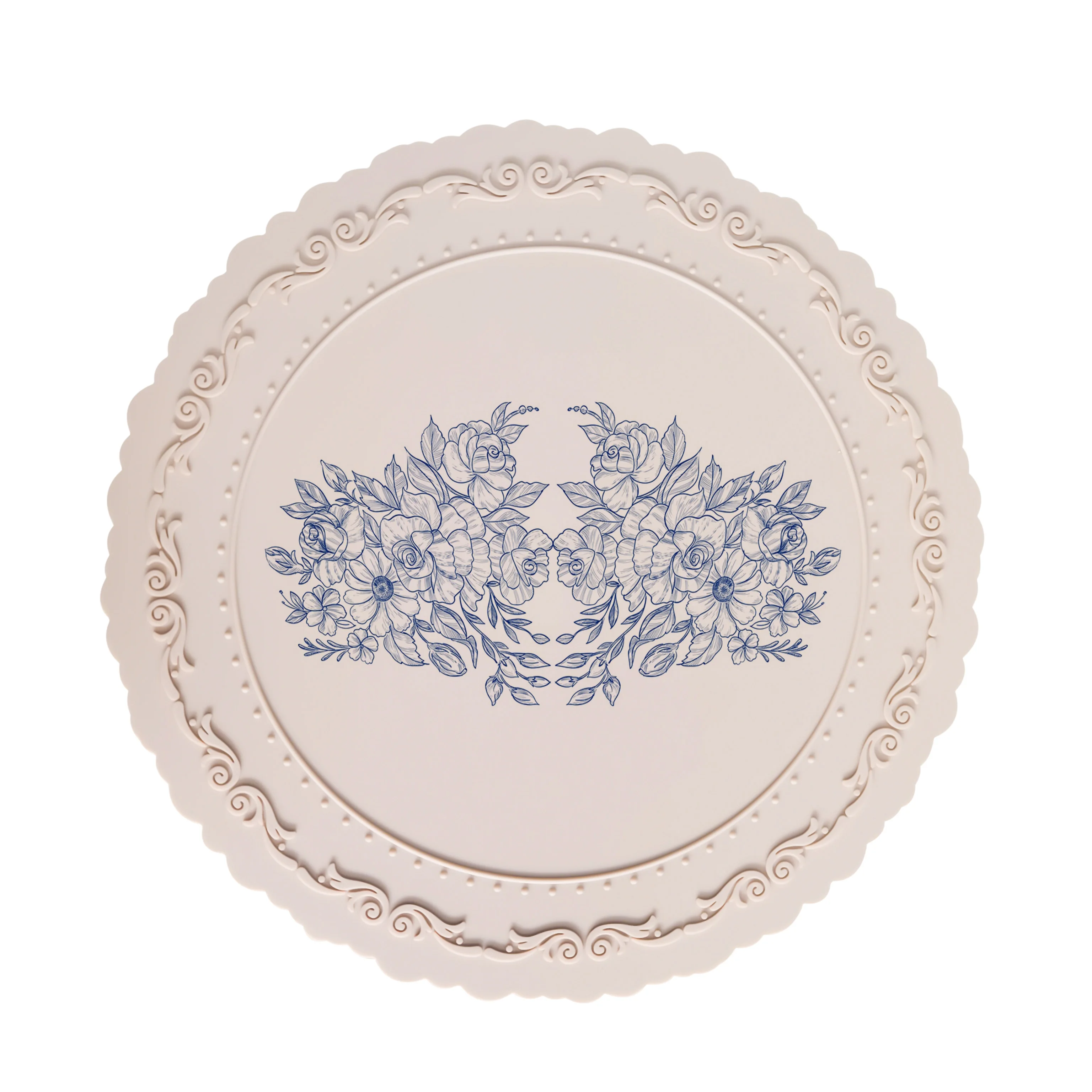 European embossed silicone dining mat anti slip customized rectangular heat resistant table mat printed soft silicone meal mat