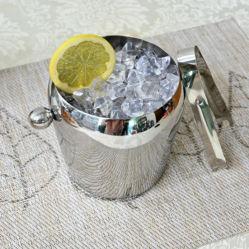 American Style Stainless Steel Double Ear Ice Bucket for Party Metal Material
