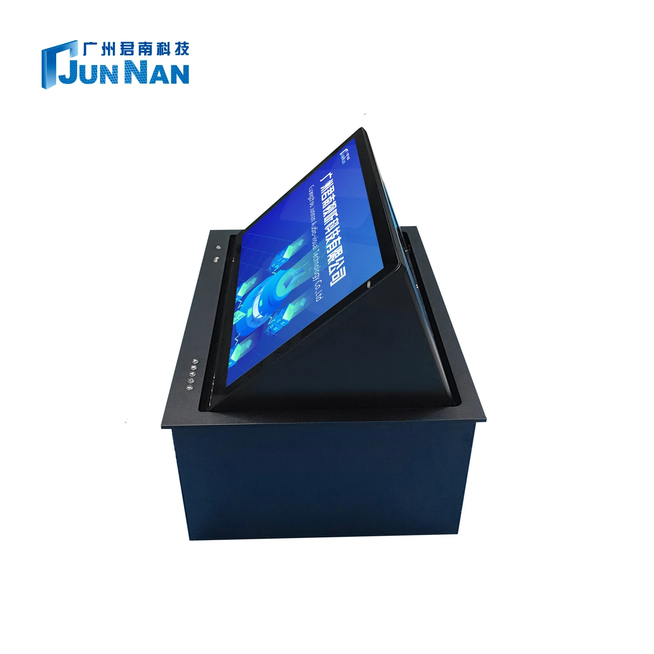 Junnan 15.6 conference system flipper retractable automatic monitor lift 21 electronic monitor flip table video conference