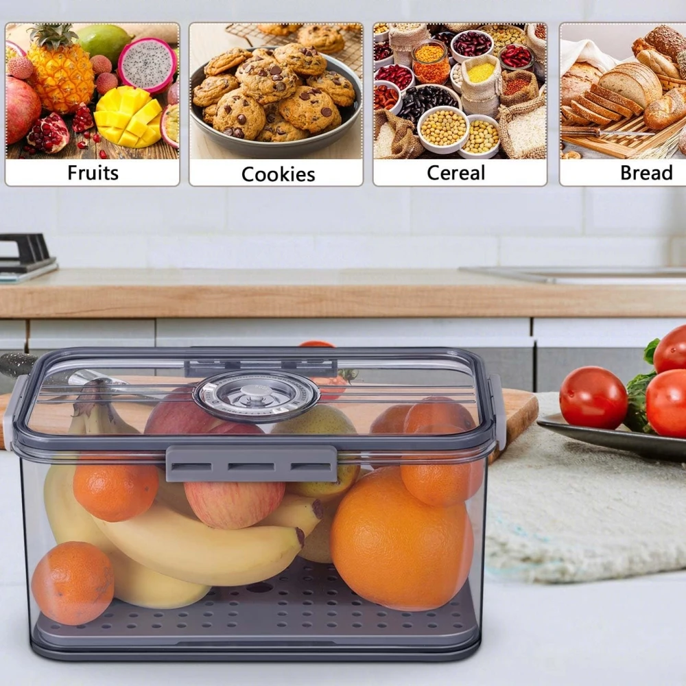 Eco Friendly Dainty Factory Container For Bread Box Plastics Kitchen Counter Airtight Bread Box Grey Storage Bread Container