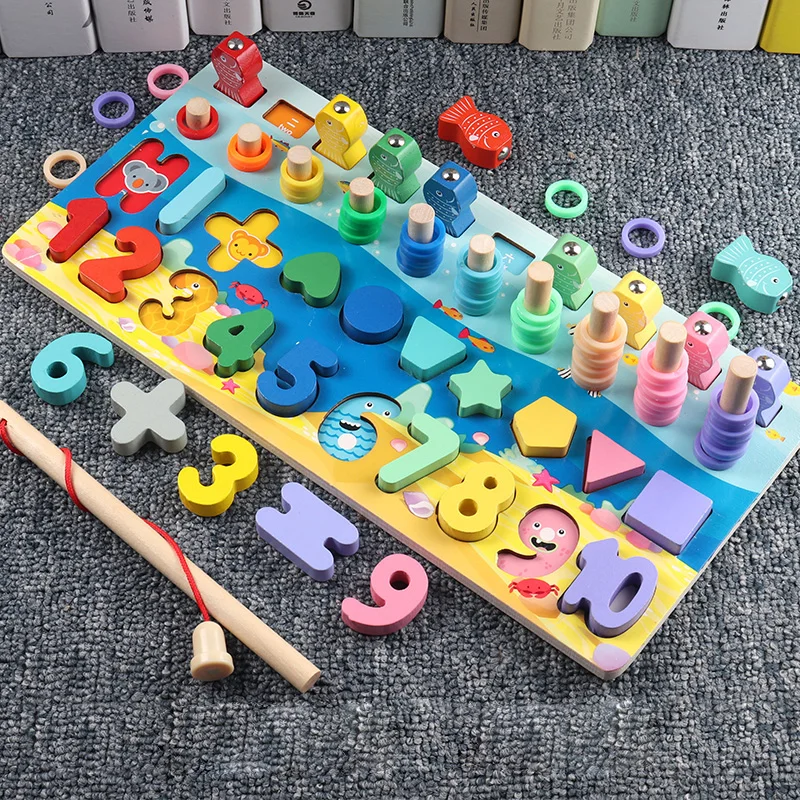 2022 Toddler Montessori Wooden Material Kid Learning Games Preschool Magnetic Blocks Baby Educational Toys