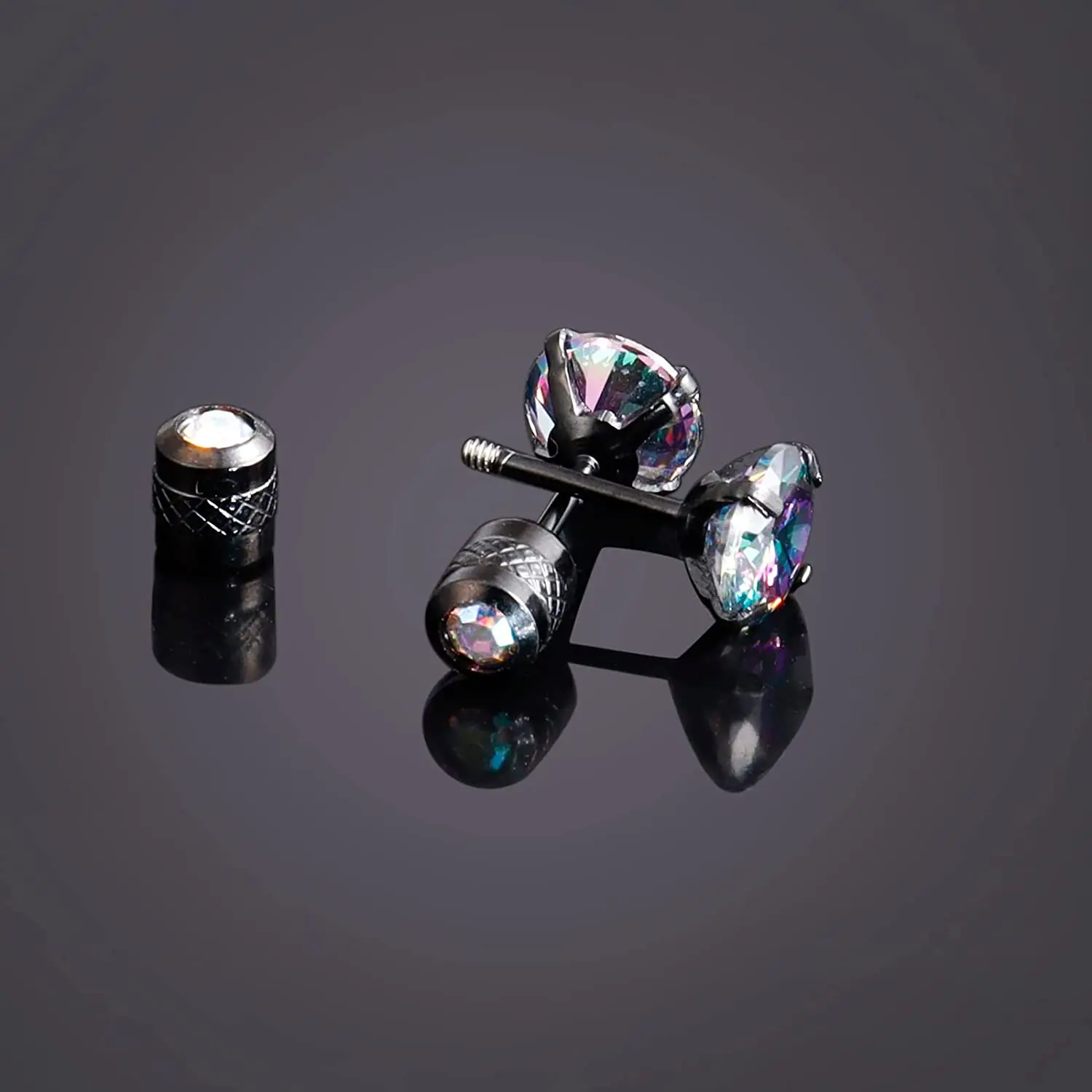 QIUHAN Pack Zircon Stud Earringsfor Screw Back Earrings Sleep Stud with Stainless Steel Women Trendy Opp Bag Party Earrings