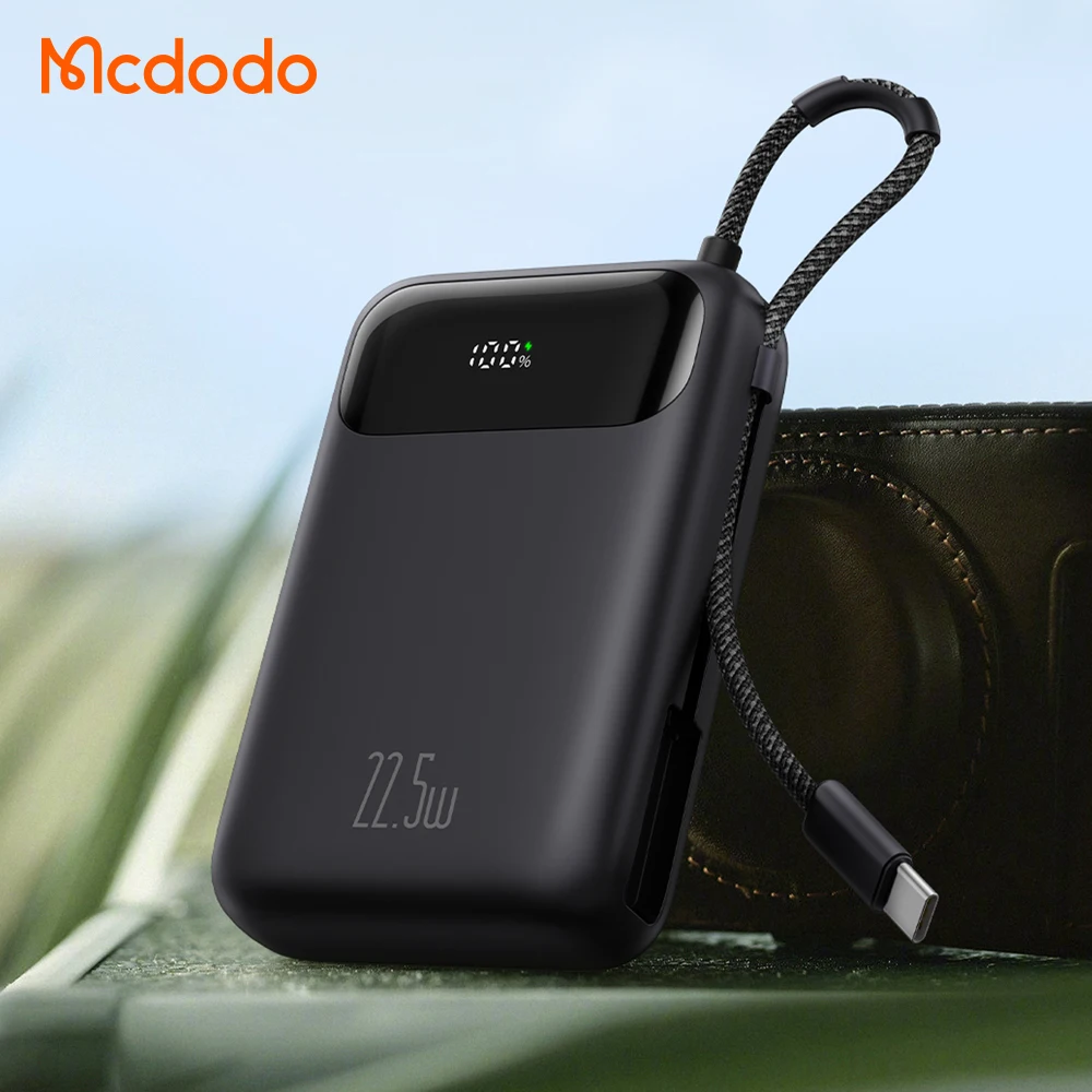 Mcdodo 372 20000mAh Power Bank with USB-C Cable 20W PD Charging Max 22.5W USB C Cable Power Bank For iPhone 15 Pro max Android