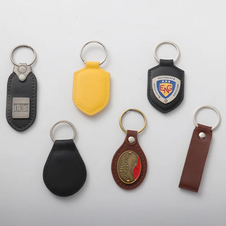 Custom Design Leather Keyring Pu Leather Keychain with 3D Badge Zinc Alloy Leather Key Holder Light Keychain ACE Custom Size