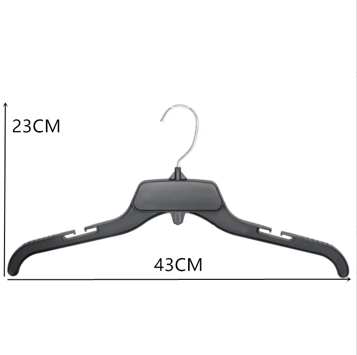 484 Wholesale Black Metal Hook Notches Straps Top Clothes Shirts Dress Plastic Hanger