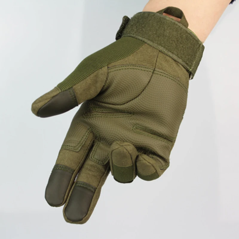 Verchoo Large Stock Army Green Touchscreen Training Combat Cycling Full Finger Hard Knuckle Fleece Tactical Winter Gloves