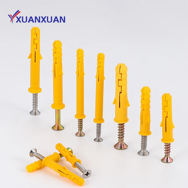 Multi-specification Plastic Wall Anchors For Drywall Yellow  Fish-shaped Plastic Sleeve Anchor