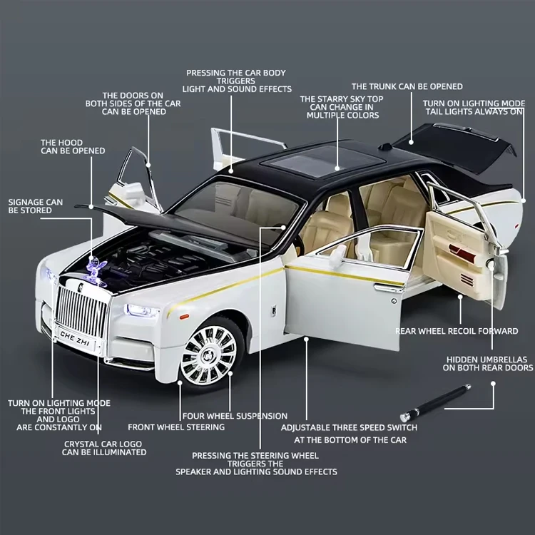 1:24 Rolls - Royce Phantom роскошный автомобиль отодвинутая металлическая коллекция имитация литого под давлением модель автомобиля из сплава