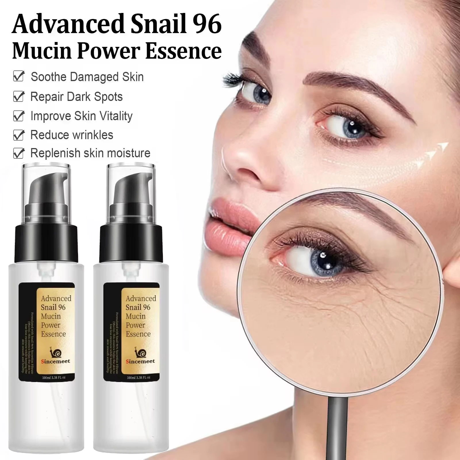 Snail Mucin 96% Power Repairing Essence Hydrating Serum For Face With Snail Secretion Filtrate For Dull Skin & Fine Lines