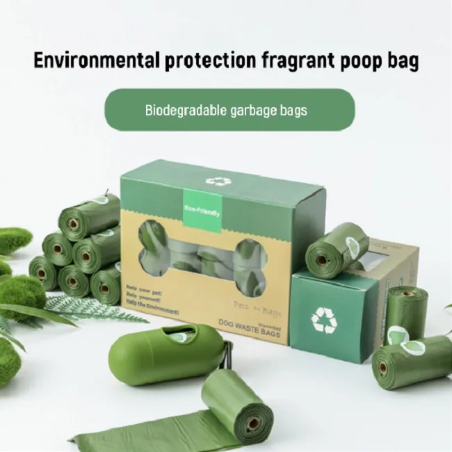 Custom LOGO 100% Degradable Biodegradable Cornstarch Compostable Plastic Garbage Bag Dog Poop Dog Waste Poop Bag Pet