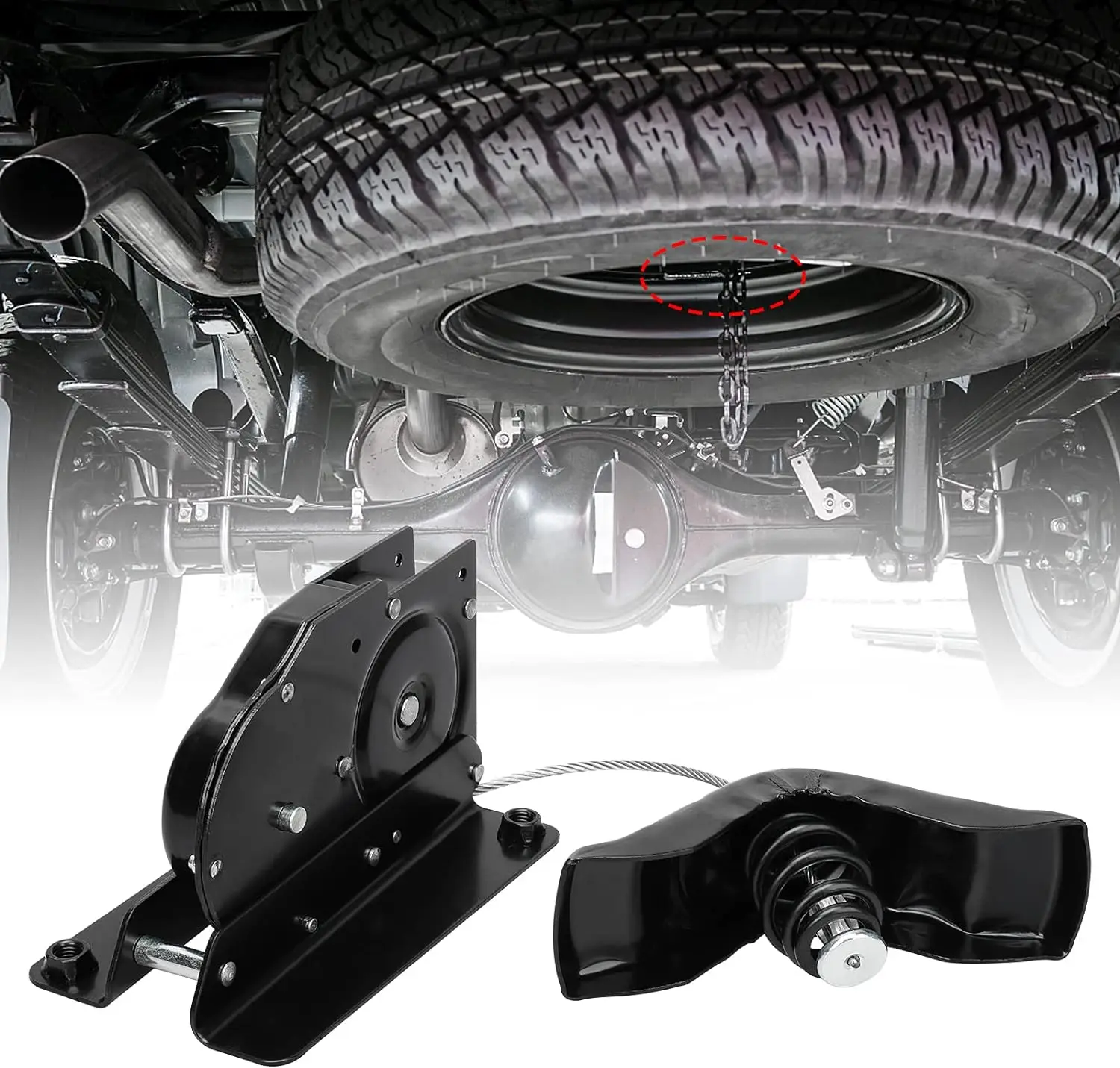 Spare Tire Hoist 924-526 Wheel Carrier Hoist Spare Tire Winch for Ford  F-150/Lobo F-250(HD), for Lincoln 02-03 Blackwood