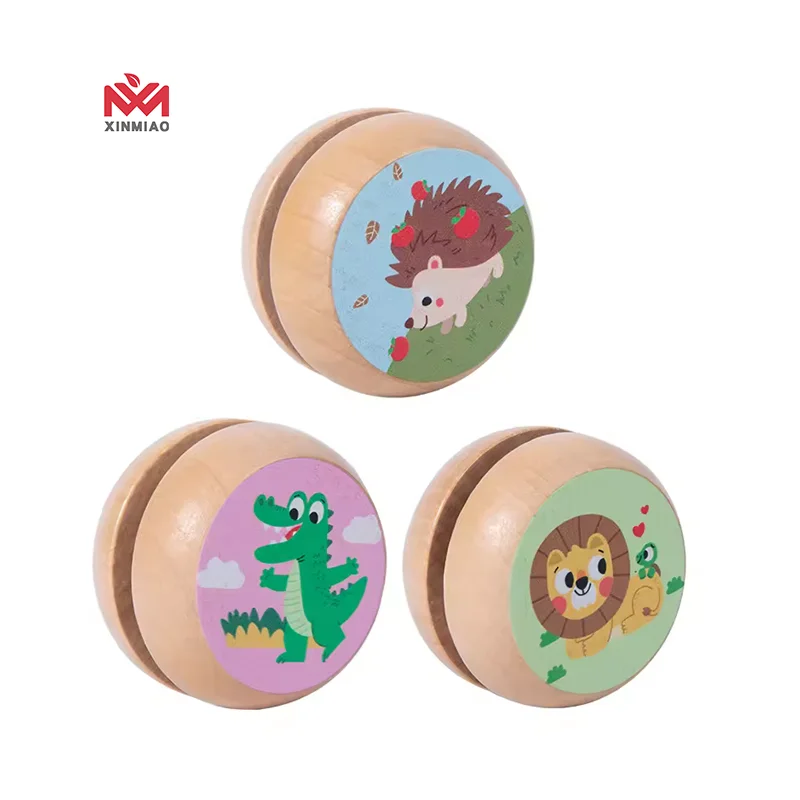 2024 New Products Children Cartoon Mini Wooden Animal Yo Yo Outdoor Sports Games Baby Montessori Adhd Toys For Kids Boys Girls