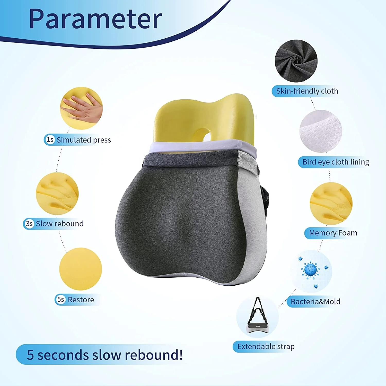 Factory customized memory foam cotton waist support pillow ergonomics comfortable waist support office seat ergonomic pillow