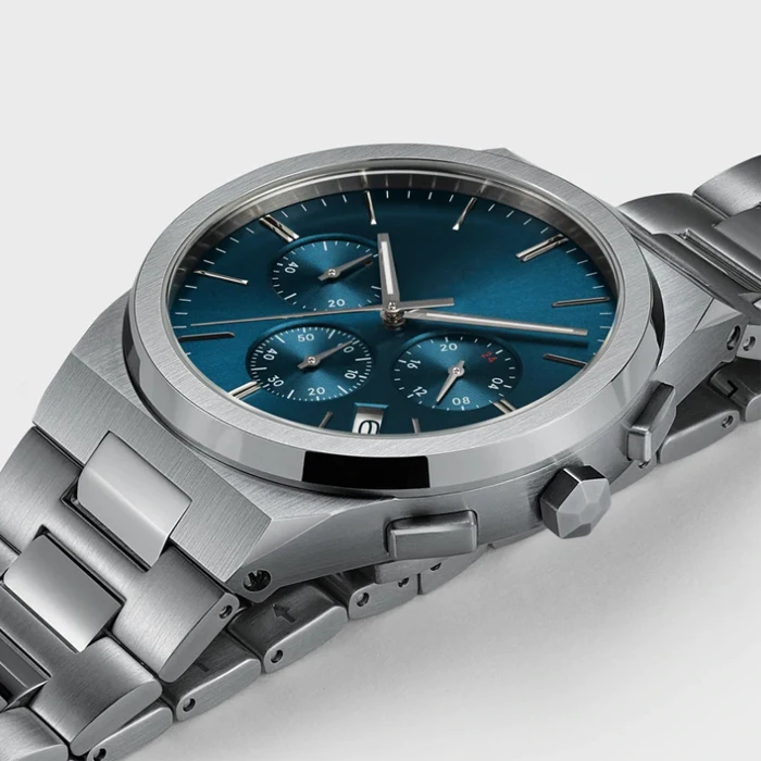 Oem Custom Watch Logo Wristwatch  Men Watch Stainless Steel Fashion Chronograph Blue Watch