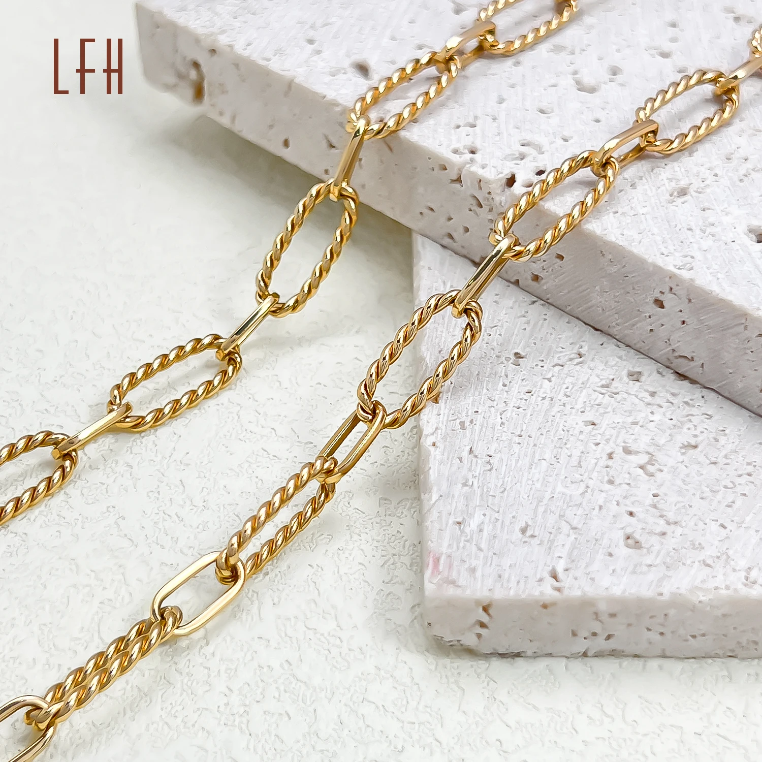 Wholesale 18k 6.5mm Rope Paperclip Link Chain Real Gold jewelry 18k solid Gold Jewelry Saudi Gold Jewelry Pawnable 18k