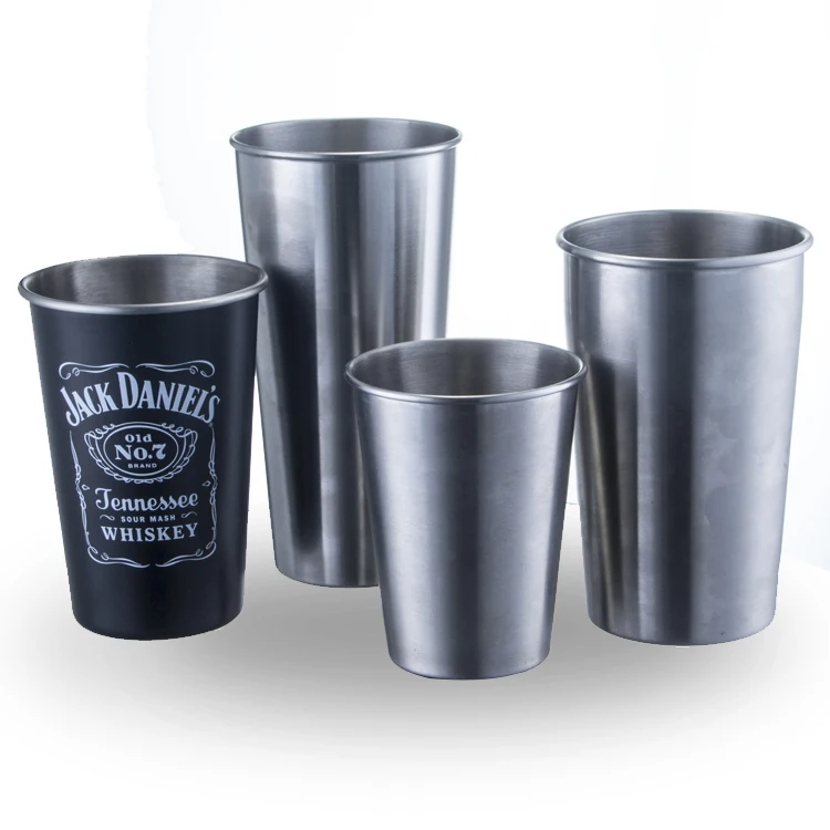 Custom Logo Stainless Steel Cup, Stackable Stainless Steel Pint Cup 16 Oz Water Tumbler Pint Glass