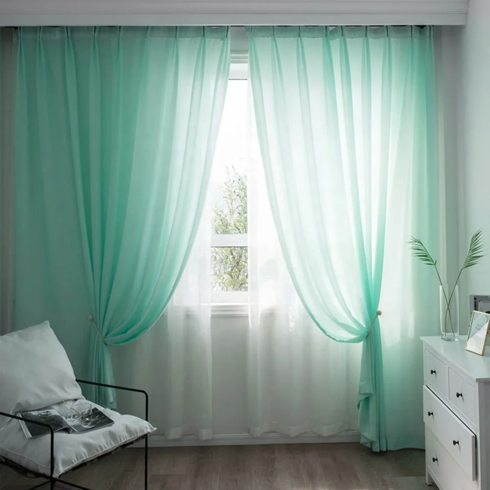 Solid cheap Chenille thin soft transparent white grommet rod pocket voile window glass door sheer wedding decoration curtains