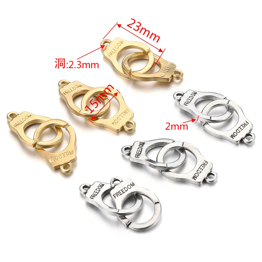 DIY jewelry accessory charms PVD coating stainless steel handcuffs connector necklace bracelet charms