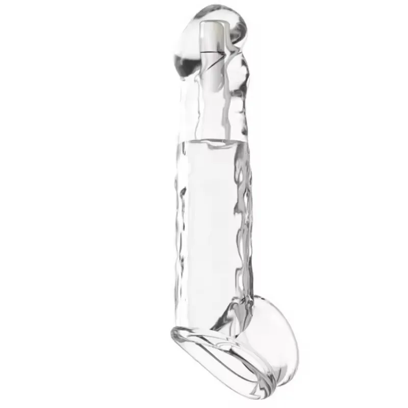 CADO Black Tpe Adult Sex Toys Coarse Wear Penis Sleeve With Lock Extension And Stud Crystal Set Vibrating Ring For Men