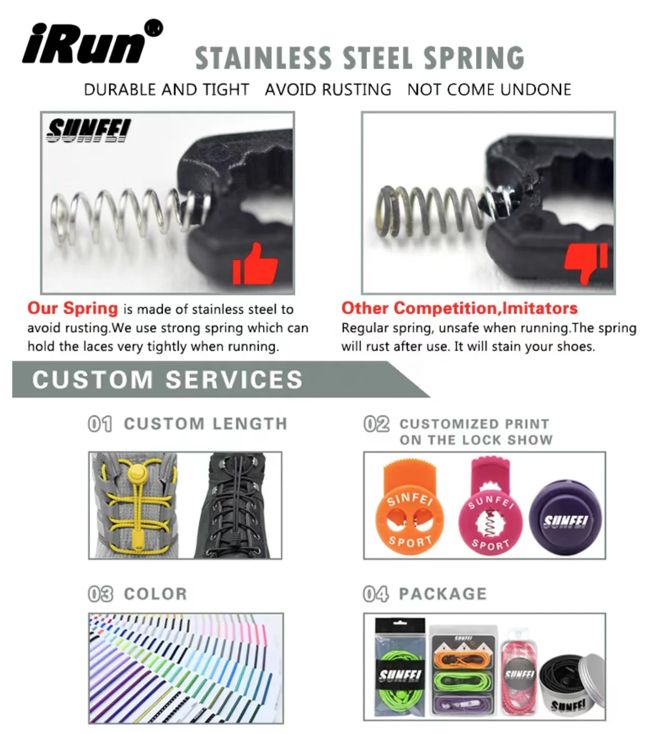 iRun  Barcode Lock System Manufacturer Expand Laces No Tie Shoelaces Pair Locking Lazy Laces Running Shoes Private Label