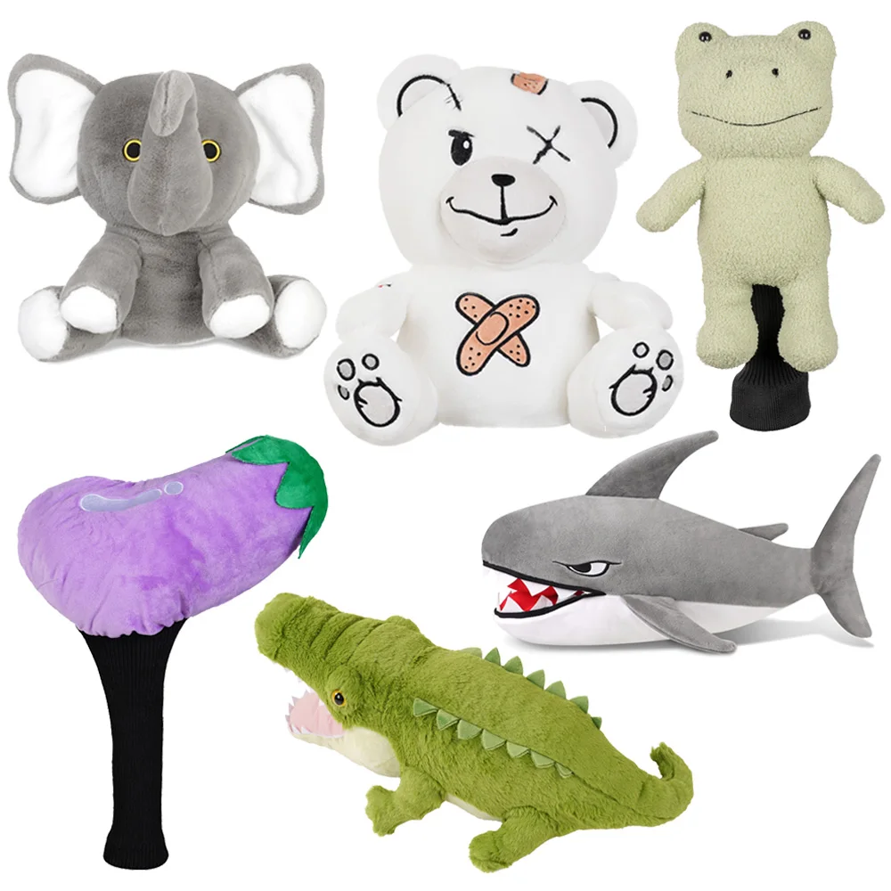 In Stock Wholesale Golf Accessories Club Animal Funny Plush Driver Bulk Golf Head Covers Plain Golf Headcover