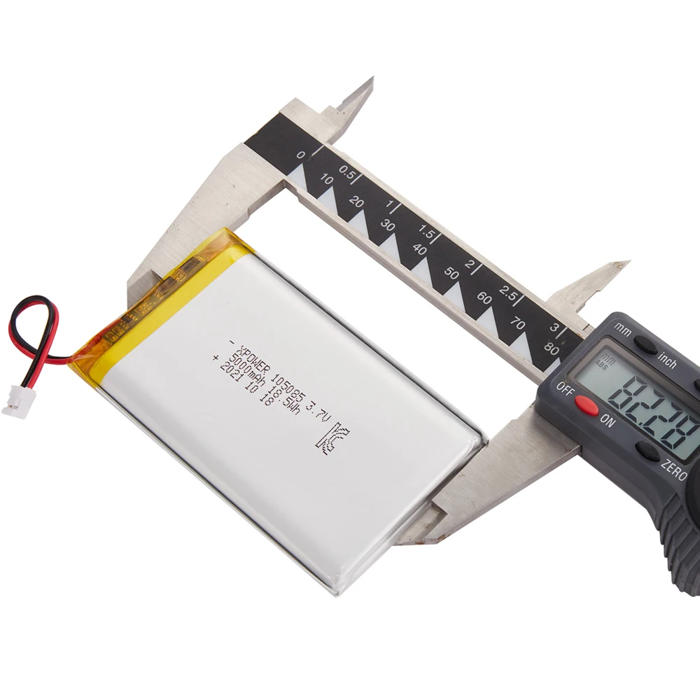 Xpower High Capacity KC UL Rechargeable 5000mAh 3.7V 105085 Lithium-Ion Pouch Batteries For Portable Bluetooth Speaker