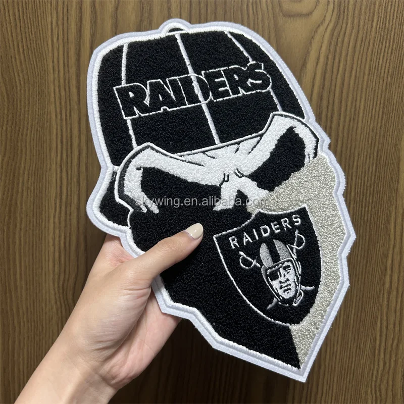 Exquisite Large Football Team NFL COWBOYS BILLS Raiders Shield Chenille Iron on Biker Patch for Jacket Motorcycle Vests
