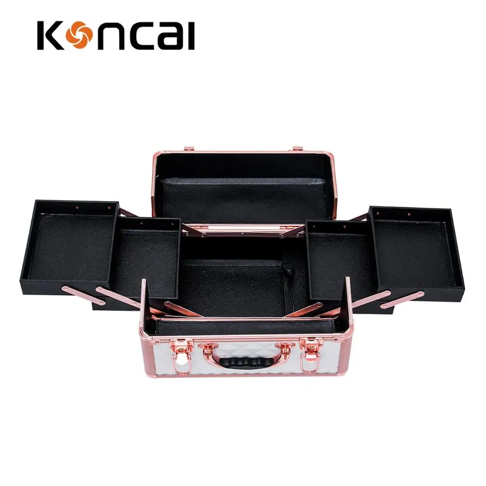 FAMA Certificated Factory Rose Pink Large Capacity Beauty Case Vanity Box With Handle KC-MB153A-M