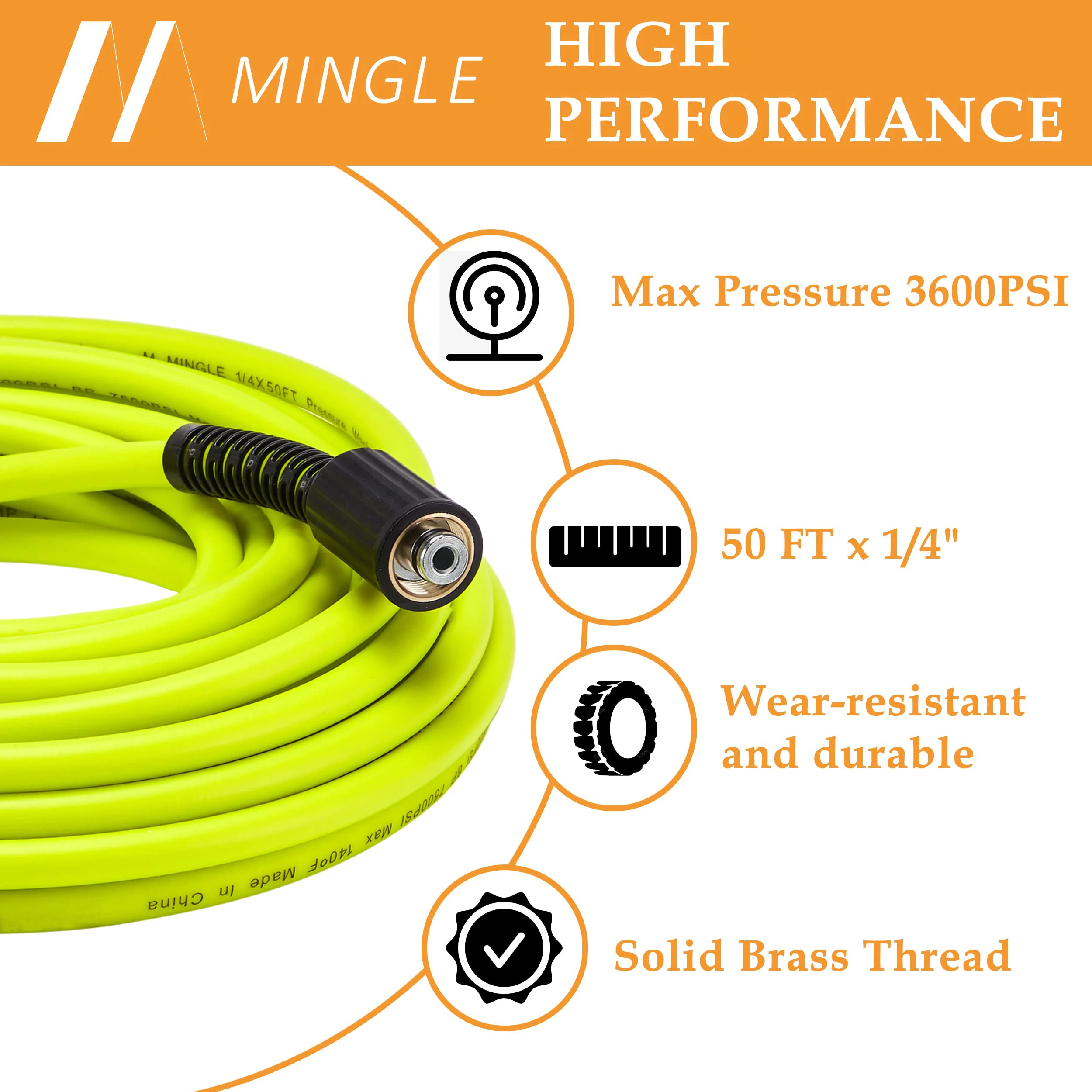 Pressure Washer Hose Replacement Power Wash Hose with Quick Connect Kits High Pressure Hose with M22 14mm Fittings