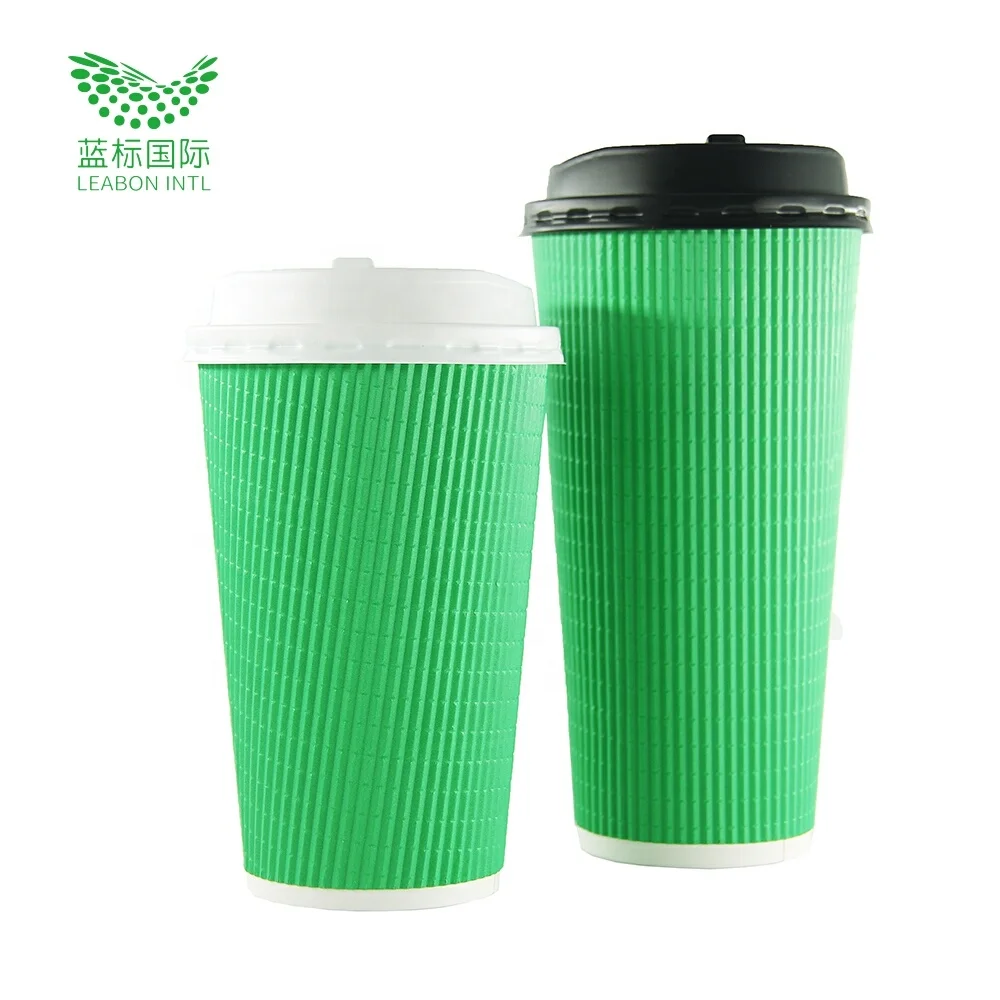 Environmentally friendly and degradable custom 12oz printed ripple wall paper coffee cup
