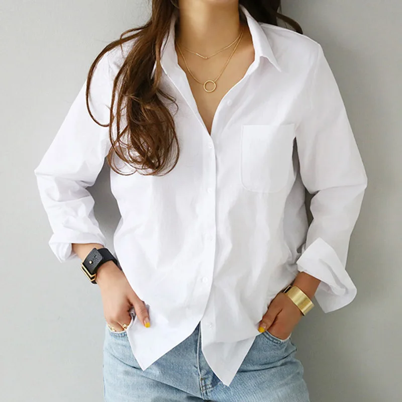 2023 Popular Design Pure Color Women Blouse Blouse White Shirt
