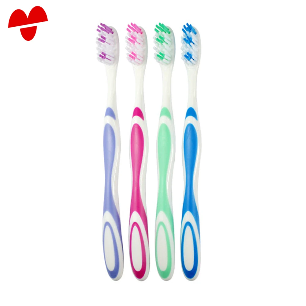 ISO CE OEM Plastic Manual Toothbrush Soft Gel Handle Free Sample Adult Toothbrush with Gum Massage