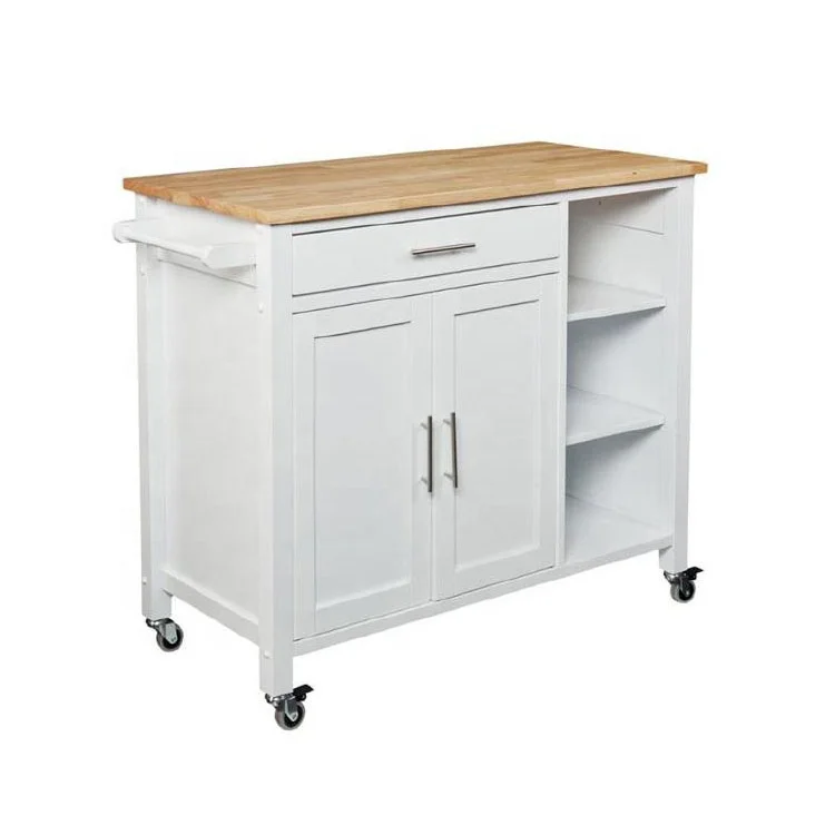 Modern wooden hot selling furniture sideboard kitchen trolley with wheels solid storage kitchen utensils wooden sideboard