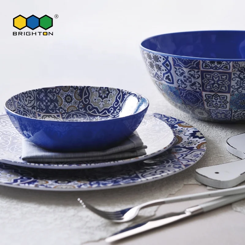 
wholesale unbreakable melamine european 4 pieces plates and bowl dinner sets dinnerware for restaurant hotel party 