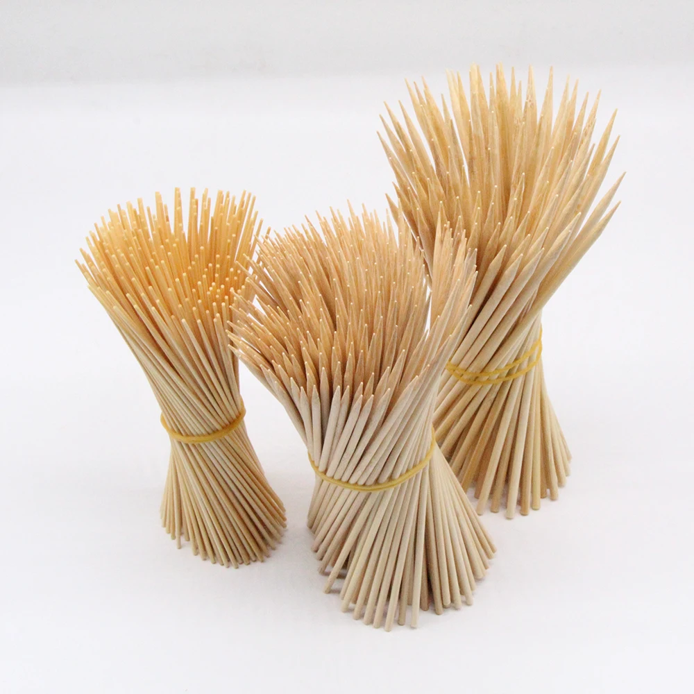 Стандартные экспортные бамбуковые шпажки размер на заказ круглые одноразовые палочки для барбекю
