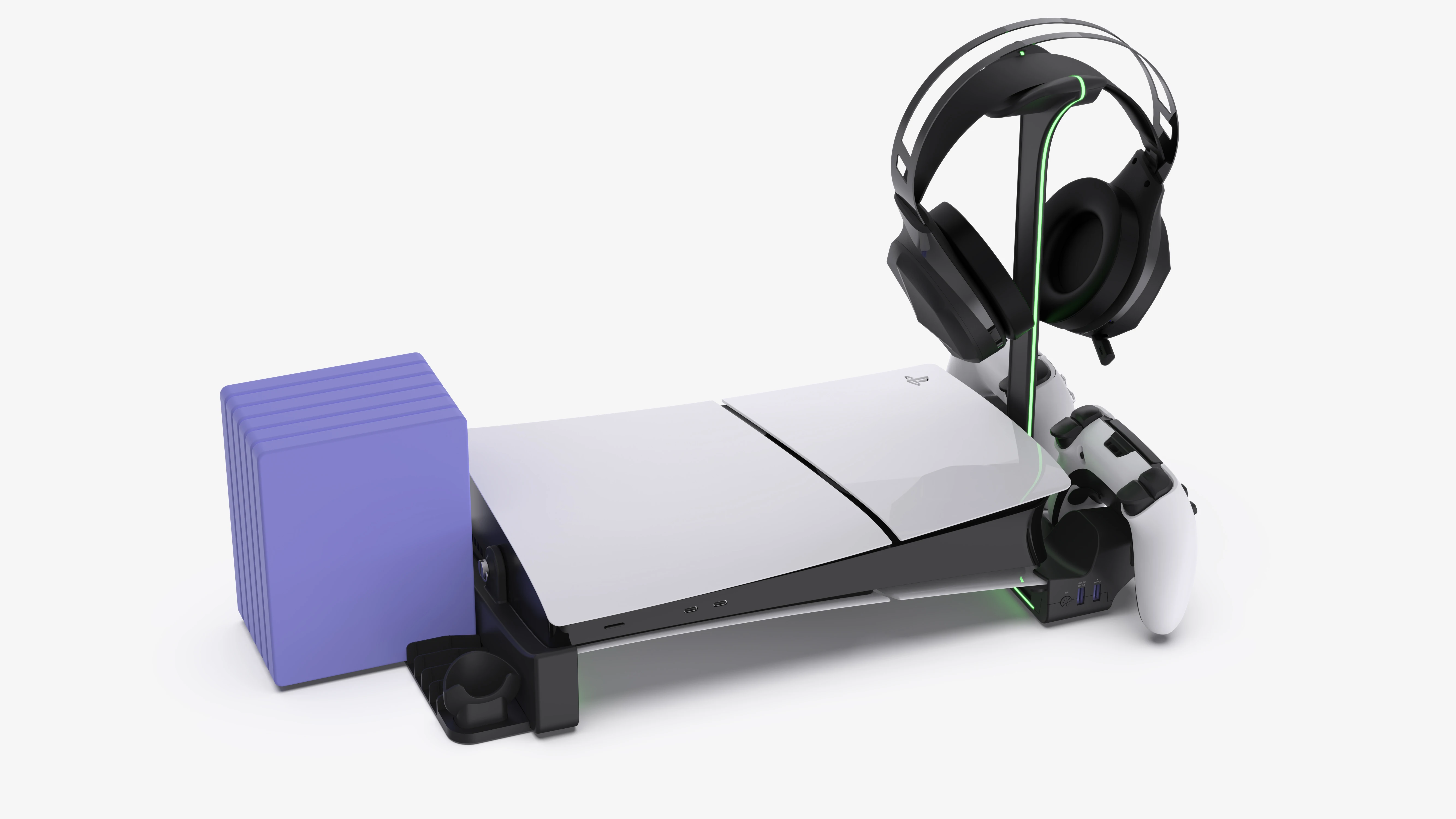 Honcam Horizontal Charging Stand for PS5 Slim Console with 2 USB Ports Base Bracket Holder for PlayStation 5 Slim Console