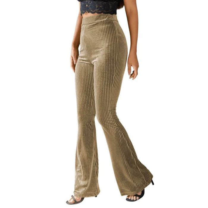 huilin factory custom women pants high quality cotton sweat pants flared sweatpants women velvet wide leg pants