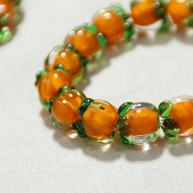 Hot Sale Creative Persimmon Shaped Chinese Traditional Handmade Colored Glaze Bracelets Ornaments Multicolor Beads Lucky Jewelry