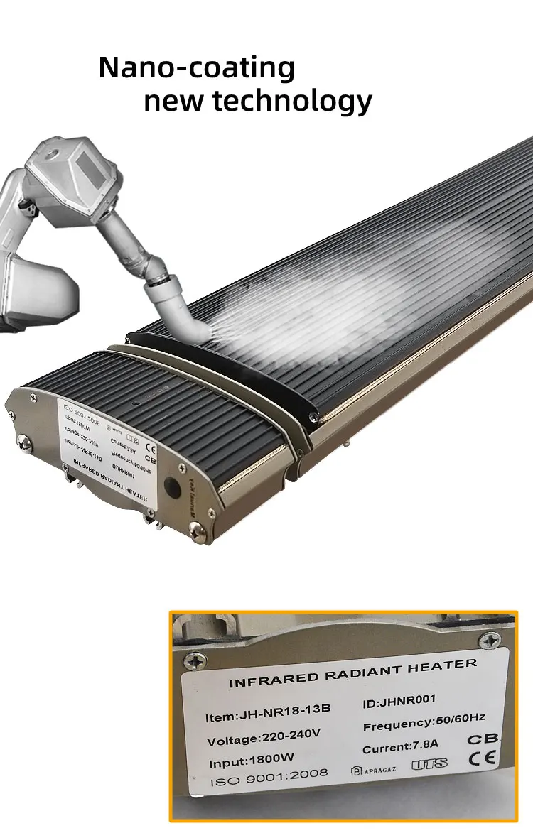 JHheatsup 2400W IPX4 Smart Remote Control Outdoor Far Infrared Ceramic Heater For Bar