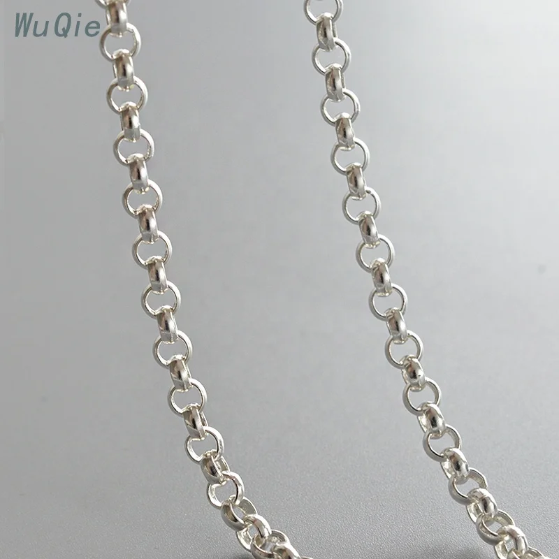 Wuqie оптовая продажа серебро 925 пробы полуготовая цепь для изготовления ювелирных изделий ожерелье ювелирные аксессуары унисекс «сделай сам» круглая