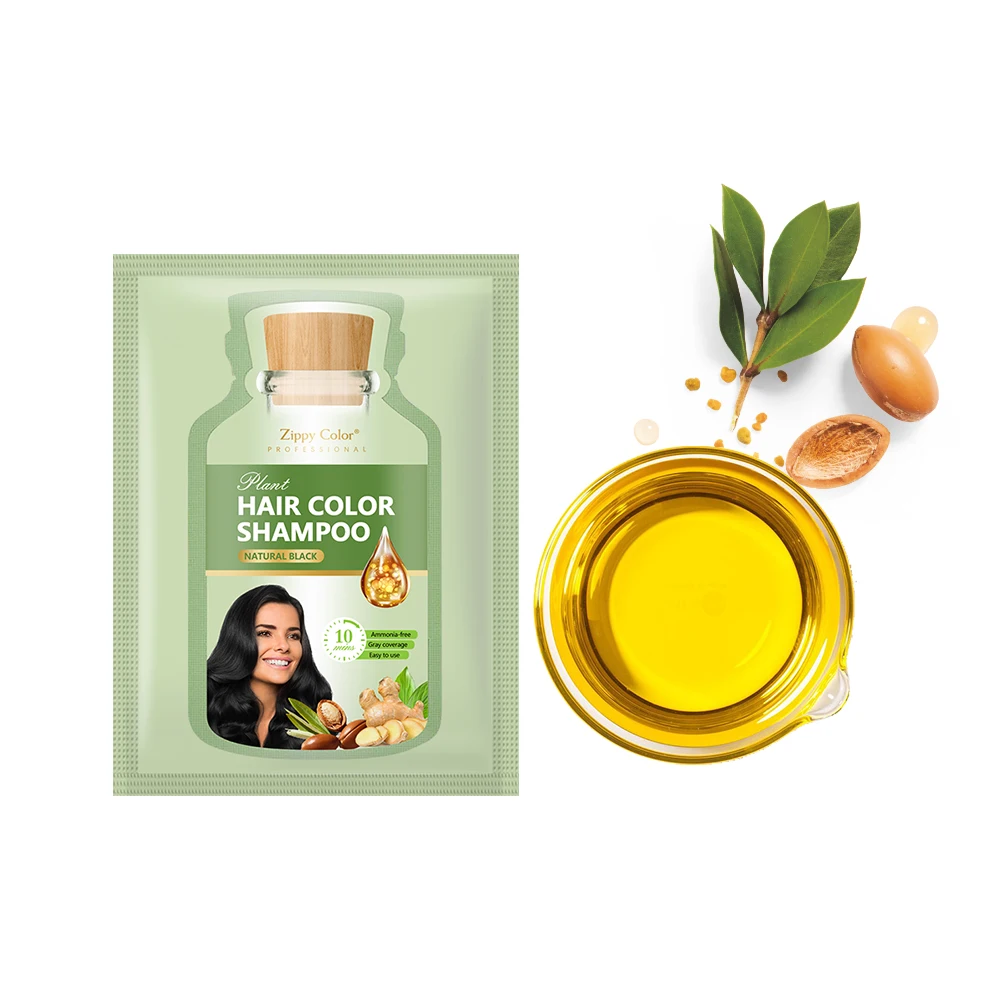 New Fashion Black Hair Color Shampoo Private Label Hair Black Shampoo Fast Dye Shampoo Hair Color With Sachet