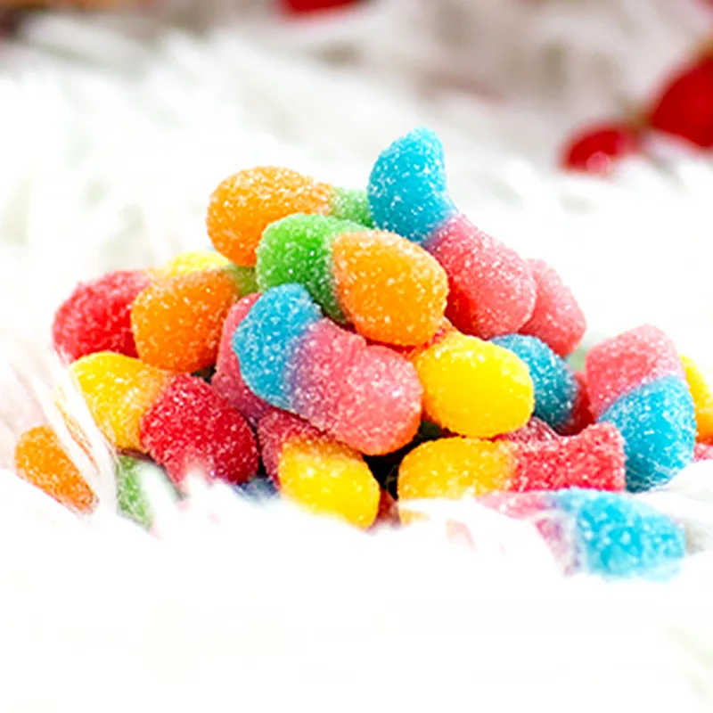 coloful soft Sour sweet delicious halal Cherry Lemon Strawberry Grape Orange Lime Trolli Sour Bite Crawlers Worms shaped Gummy