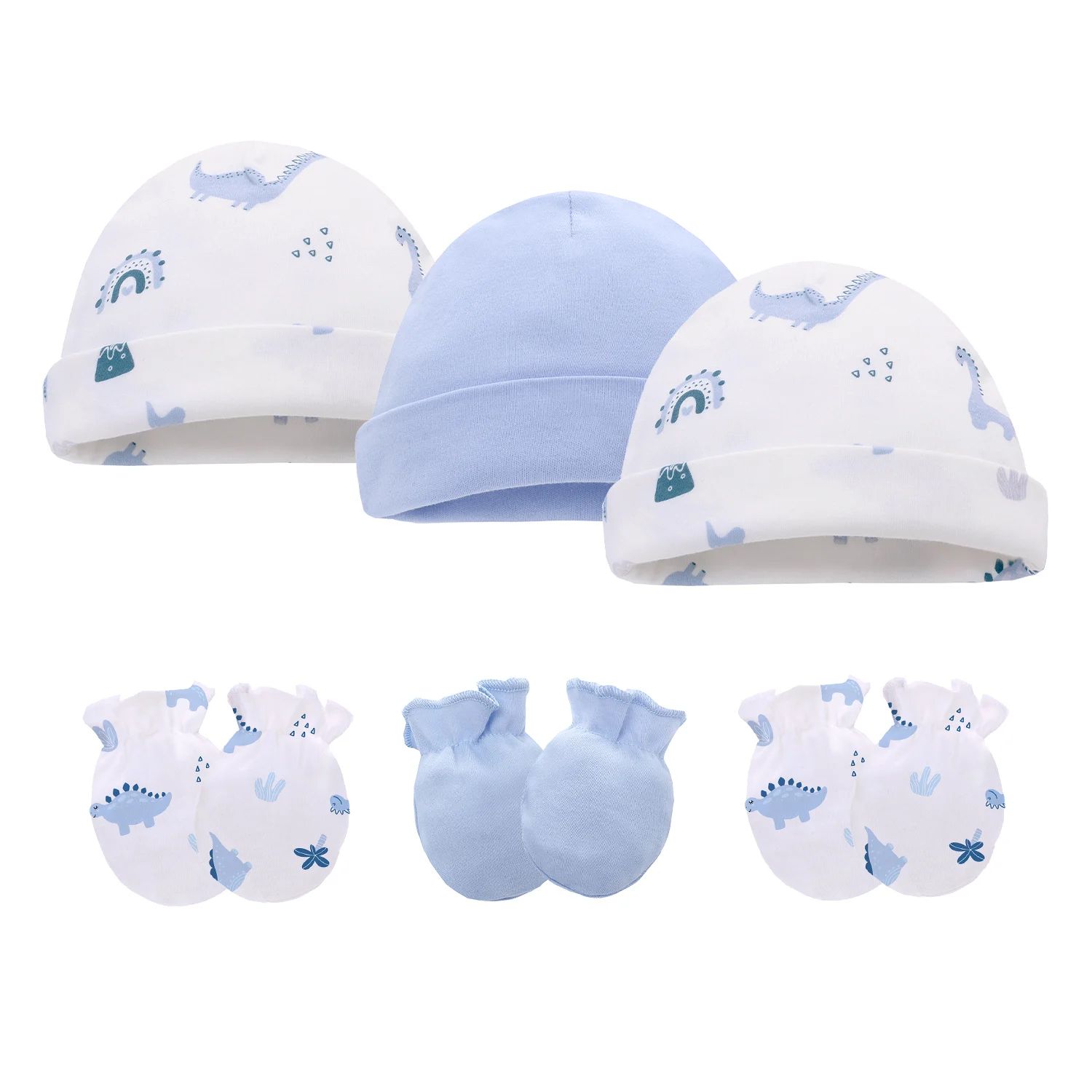 Factory wholesale Infant Baby Boys Girls Hats&caps with mittens 3 pack Winter Warmers 100% cotton Baby Newborn Hat baby gloves