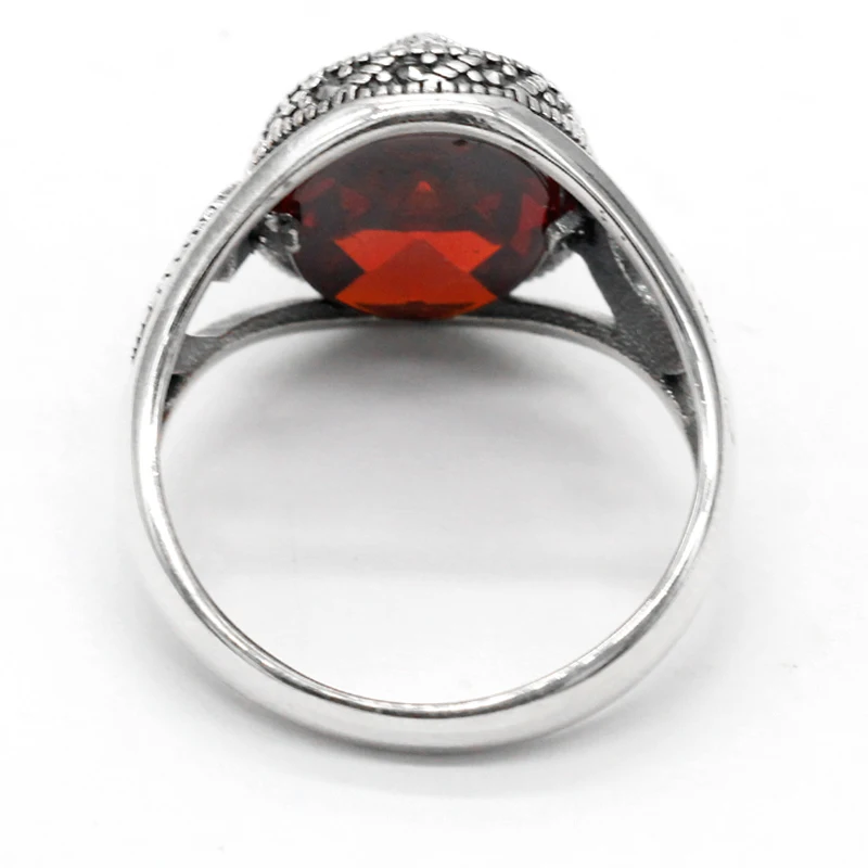 Wholesale 925 Sterling Silver Red Zircon Mosaic Stone Women Ring Letter A Rings for Woman Jewelry
