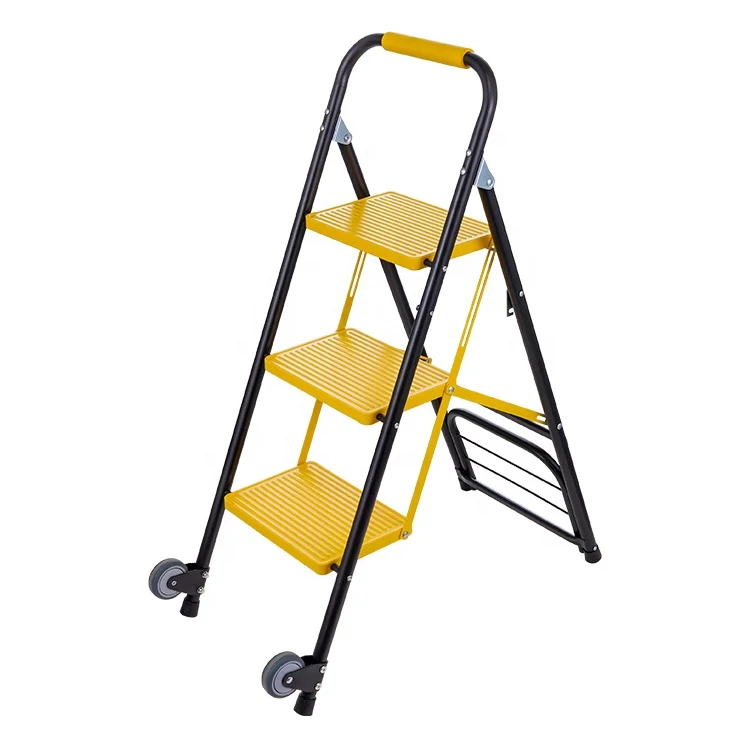 Multi-purpose 3 step foldable ladder trolley for home use