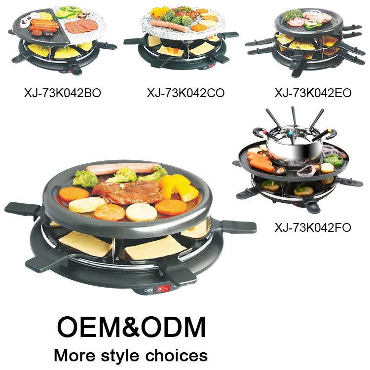 XJ-3K042 Indoor BBQ Grill Portable Electric Barbecue Grills BBQ Raclette Grill Non-stick Electric Pan PTFE Die Casting Aluminum