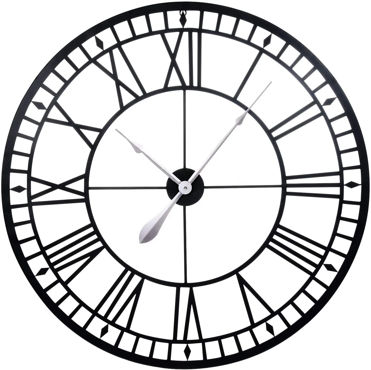 
31.5 Inch 80cm mould laser cut out metal wrought iron skeleton wall clock 